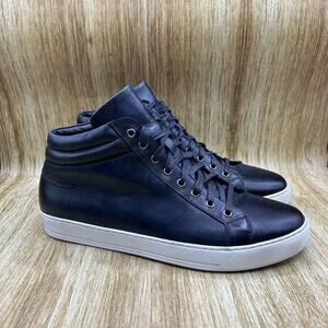 Paul Evans‎ The Carter Men's Size 12 Mid Top Blue Leather Sneakers Casual Shoes